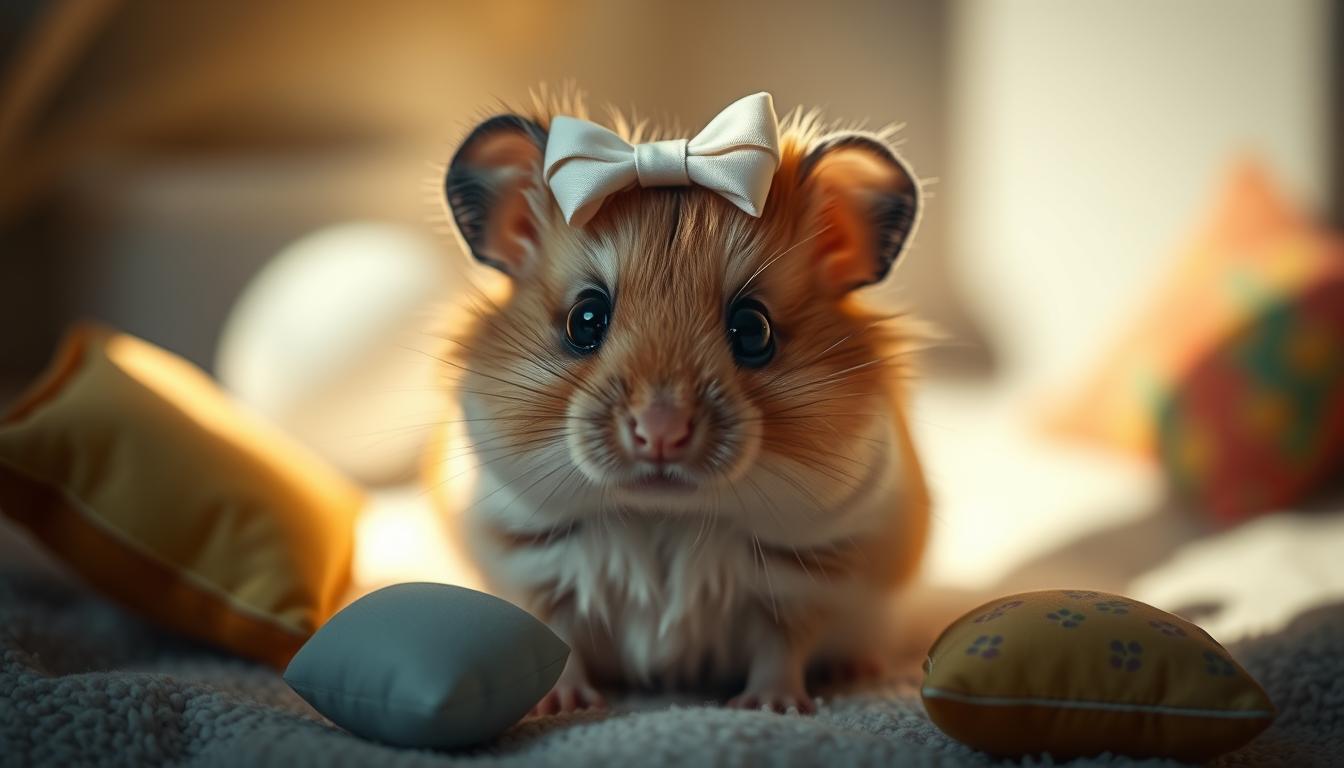 Sad Hamster Meme with Bow: Cute & Melancholy Rodents