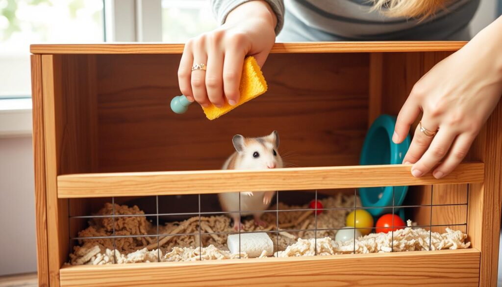 Cleaning wooden hamster home