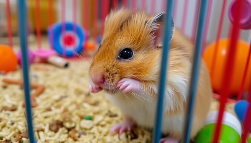 hamster chewing on cage